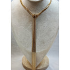 Gold Multi Chain Tassel Necklace 18-20" Adjustable Statement Fringe Lariat N357
