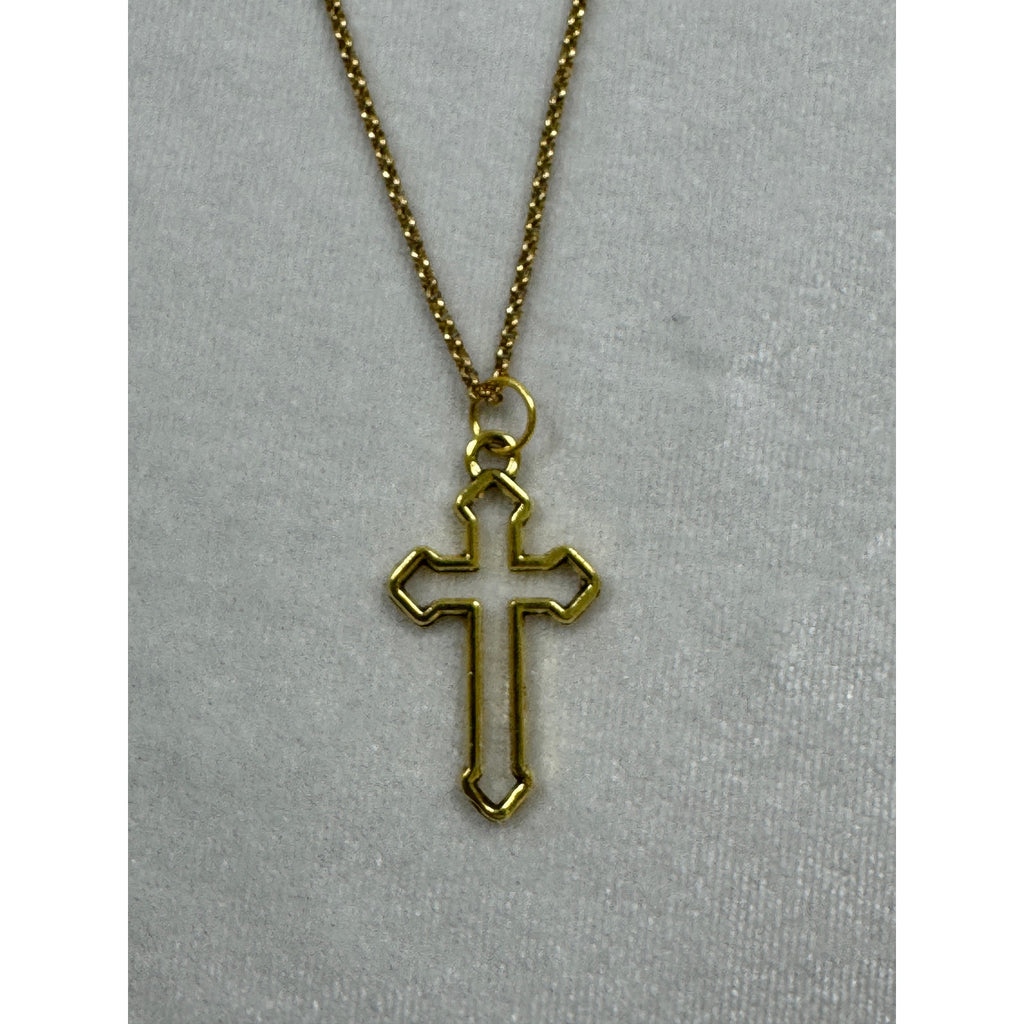 Gold Tone Cross Necklace Christian Faith Pendant 18-20 Inch Chain N283