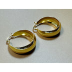 Gold Hoop Earrings 1.25" Diameter Lightweight Wide Polished Fashion Jewelry E308