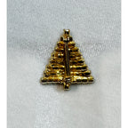 Vintage Clear Rhinestone Christmas Tree Brooch Pin Gold Tone Holiday Jewelry CP181