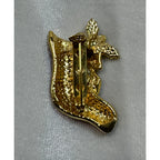 Vintage Enamel Christmas Stocking Brooch Pin Holiday Jewelry 1.75" CP166