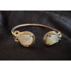 Vintage Gold Tone Cuff Bracelet White Stone Open Bangle 059