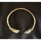 Vintage Gold Tone Cuff Bracelet White Stone Open Bangle 059