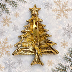 Christmas Tree Brooch Green Enamel Rhinestone Gold Tone Holiday Jewelry CP267