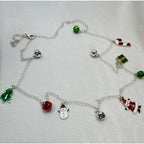 New Christmas Holiday Charm Necklace 36" Long Santa Snowman Bells Tree N143