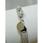 925 Silver Plated Multi Strand Bead Bracelet 7.5" Chain Layered Dainty B074