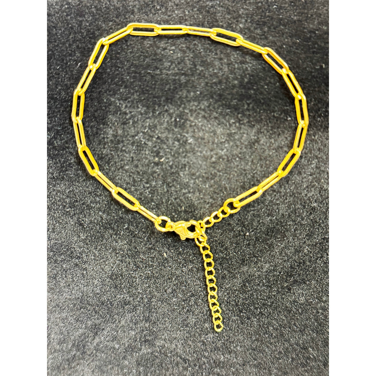 Gold Paperclip Link Bracelet Anklet Adjustable 7-9" Minimalist Chain  B070
