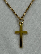 Gold Tone Cross Necklace Faith Pendant 18-20 Inch Chain N295