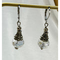 Crystal Bead Leverback Dangle Earrings Silver 1.5 Inch Pre-Loved E609
