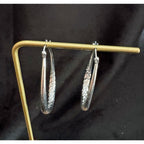 New Large 925 Silver Hoop Earrings with Saddleback Closure E171