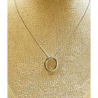 Silver Circle Pendant Necklace 20" Ball Chain Minimalist Pre-Loved  N459