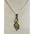 Bee Necklace Earrings Set 20" Chain Rhinestone Bee Floral Jewelry E567