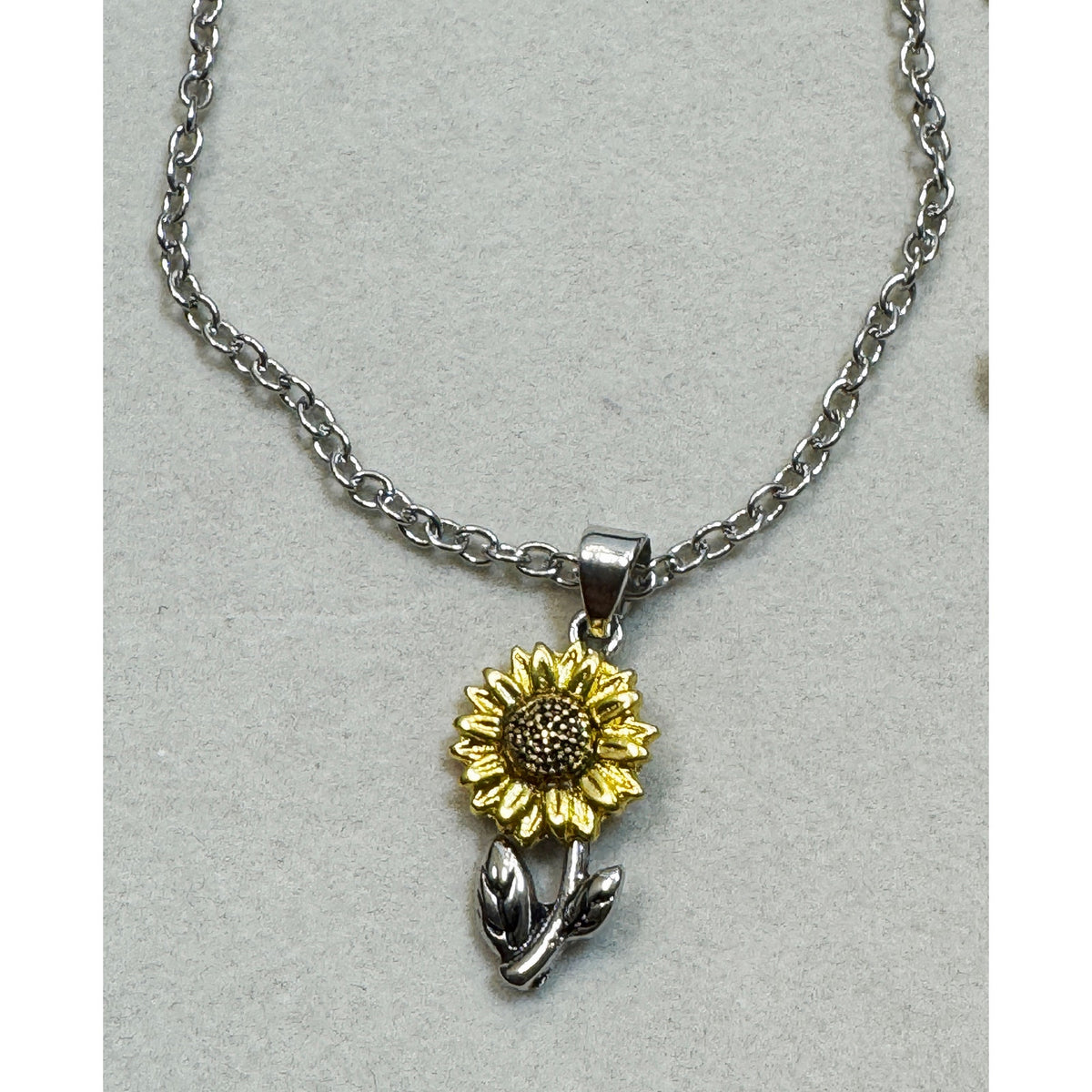 Sunflower Necklace & Earring Set Gold Silver Tone Floral Jewelry 18-20"  N363