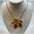 Fall Autumn Leaf Necklace Colorful Enamel Leaves Pendant 22 Inch Chain N369