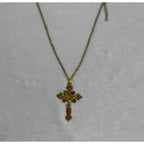 Gold Tone Cross Necklace 18-20 Inch Chain Christian Faith Jewelry N291