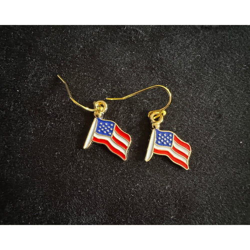 Americana USA Flag Dangle Earrings Patriotic Red White Blue E213