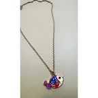Colorful Tropical Fish Necklace Enamel Pendant Gold Tone Chain 18-20" N304
