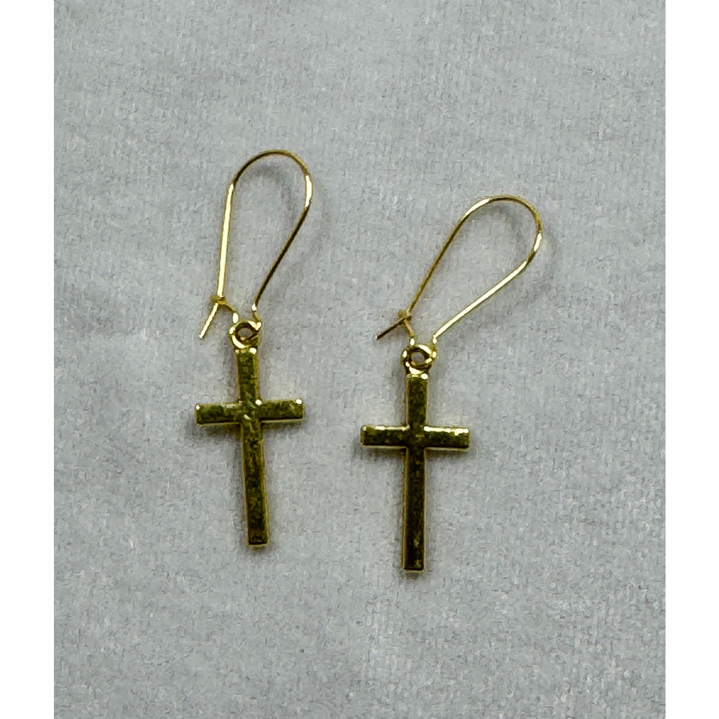 Gold Tone Cross Dangle Earrings Christian Faith Jewelry 1 Inch  E281