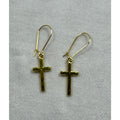 Gold Tone Cross Dangle Earrings Christian Faith Jewelry 1 Inch  E281