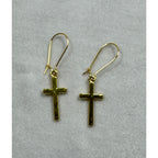 Gold Tone Cross Dangle Earrings Christian Faith Jewelry 1 Inch  E281
