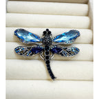 Blue Rhinestone Dragonfly Brooch Pin 2" Crystal Insect Jewelry Gift CP 247