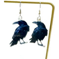 Halloween Black Crow Raven Dangle Earrings Gothic Spooky Bird Jewelry E481