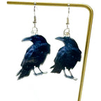 Halloween Black Crow Raven Dangle Earrings Gothic Spooky Bird Jewelry E481