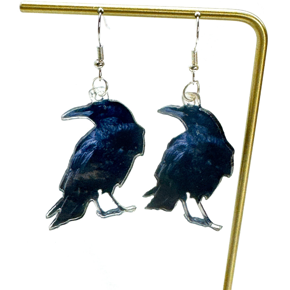 Halloween Black Crow Raven Dangle Earrings Gothic Spooky Bird Jewelry E481