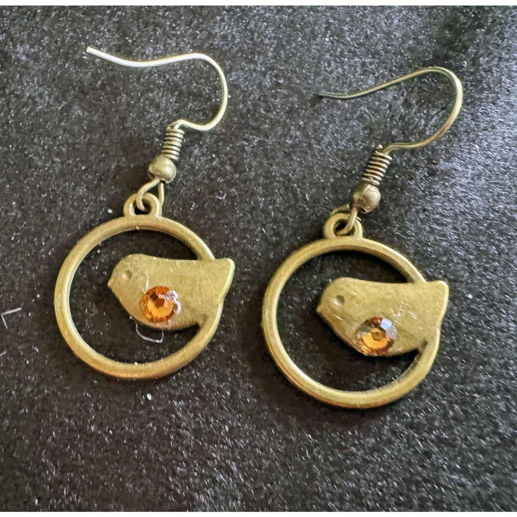 New Antiqued Bronze Bird Dangle Earrings E191