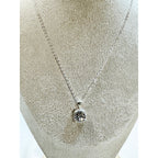 Round Clear Crystal Solitaire Pendant Necklace Silver Tone 18" Chain N450