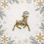 Reindeer Christmas Brooch Gold Silver Tone Holly Elegant Holiday Deer Pin CP179