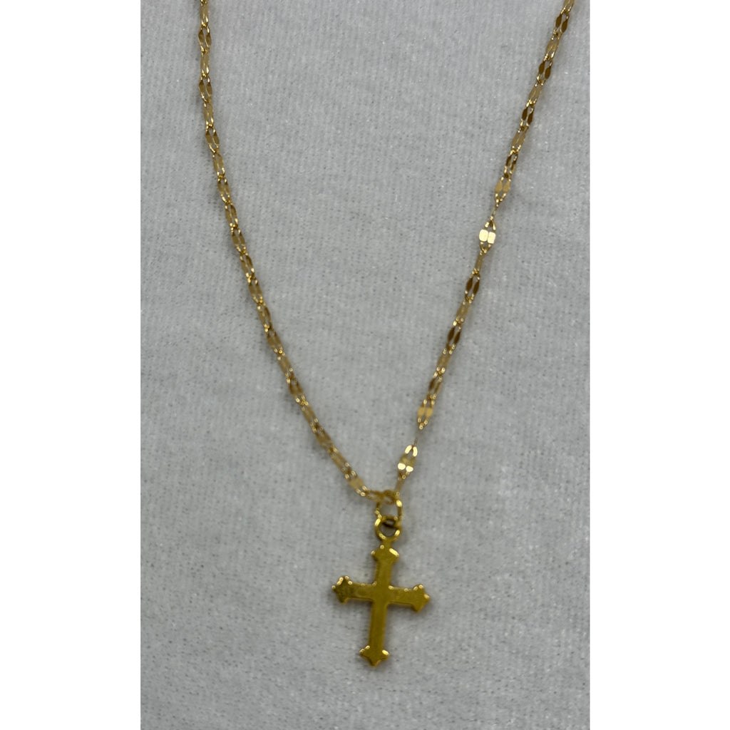 Gold Tone Cross Necklace 3/4 Inches Christian Faith Jewelry N292