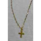 Gold Tone Cross Necklace 3/4 Inches Christian Faith Jewelry N292