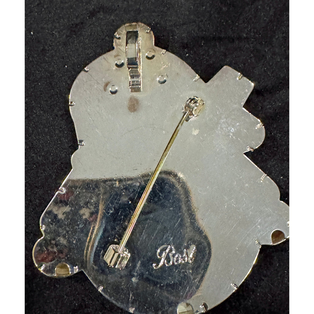 Vintage BEST Christmas Snowman Brooch Gold Silver Tone 2x3" Holiday Pin  CP129