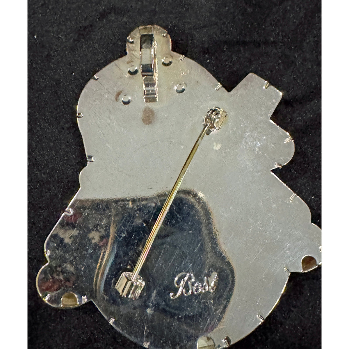 Vintage BEST Christmas Snowman Brooch Gold Silver Tone 2x3" Holiday Pin  CP129