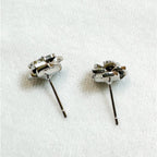 Silver Tone Rhinestone Rose Flower Post Earrings Sparkly Studs 1/2" E289