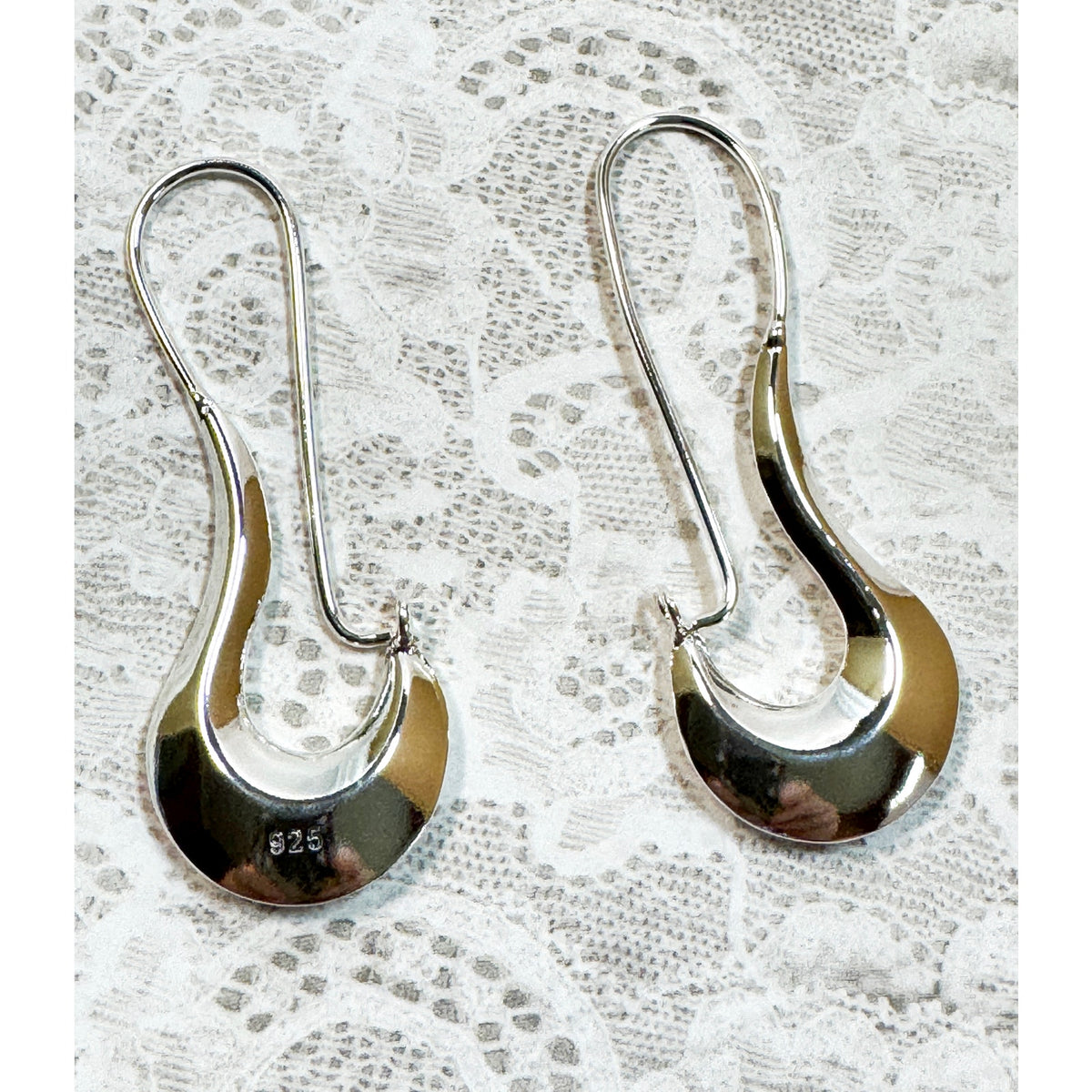 925 Silver Plated Modern Dangle Earrings 2.5 Inch Long Contemporary  E296