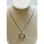 Silver Tone Circle Pendant Necklace Open Hoop Pendant Minimalist Pre-Loved N460