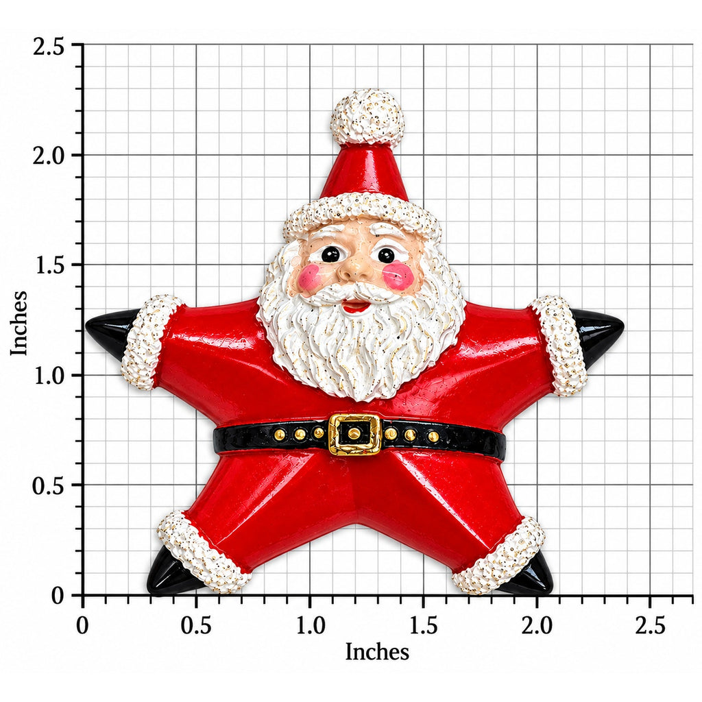 Santa Star Christmas Brooch Red White Resin Holiday Pin 2.25 Inch Vintage CP177