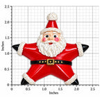 Santa Star Christmas Brooch Red White Resin Holiday Pin 2.25 Inch Vintage CP177