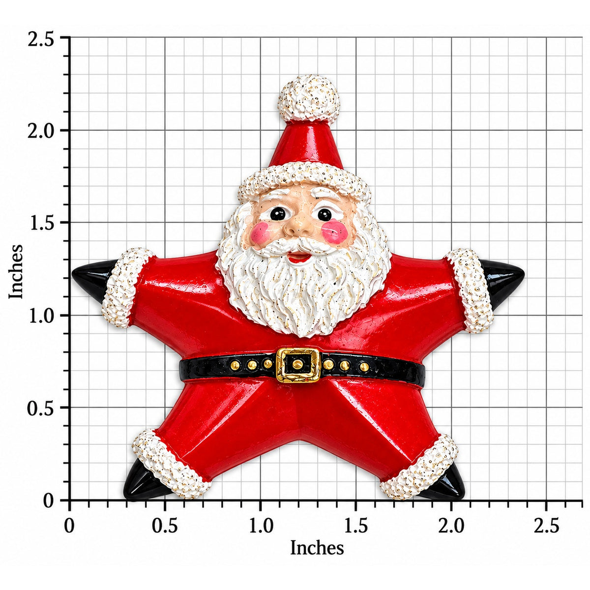 Santa Star Christmas Brooch Red White Resin Holiday Pin 2.25 Inch Vintage CP177