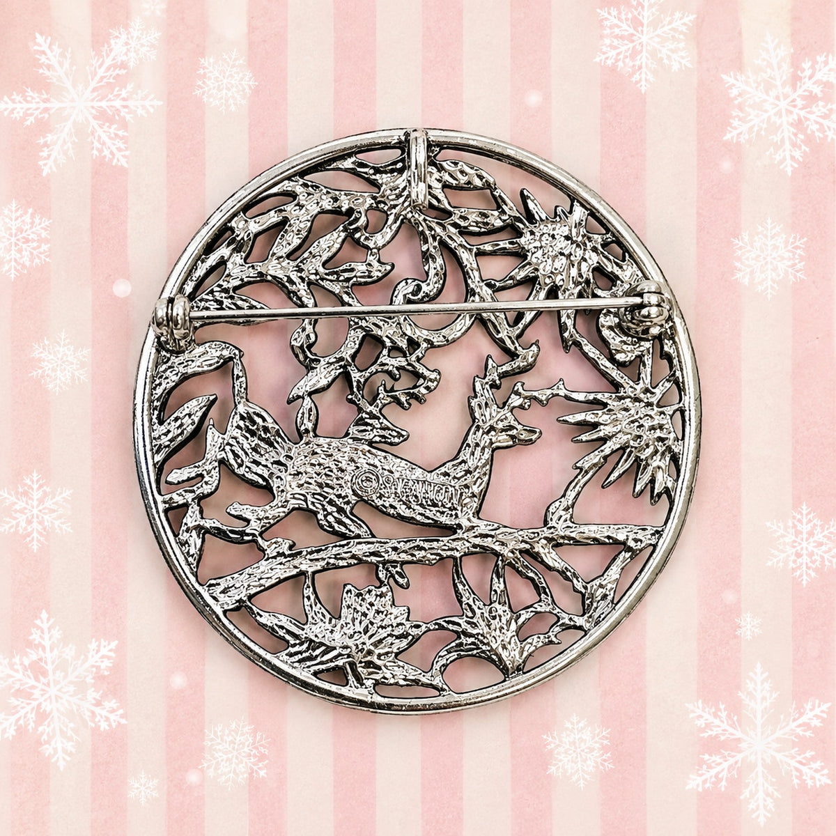 Vintage Sarah Coventry Running Deer Brooch Silver Tone Woodland Pin CP265