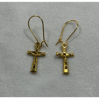 Gold Tone Crucifix Cross Dangle Earrings Christian Faith Jewelry 1 Inch E273
