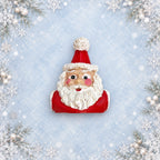Santa Star Christmas Brooch Red White Resin Holiday Pin 2.25 Inch Vintage CP177