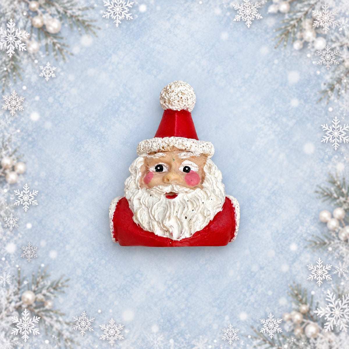Santa Star Christmas Brooch Red White Resin Holiday Pin 2.25 Inch Vintage CP177