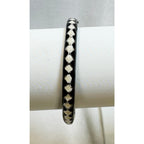 intage Black White Enamel Hinged Bangle Tone Geometric 1/4"  B084