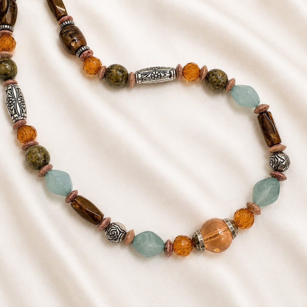 Chico’s Multicolor Beaded Statement Necklace 28 Inch Boho Jewelry N621