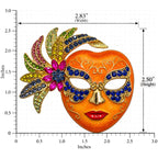 Mardi Gras Mask Brooch Rhinestone Enamel Gold Tone Masquerade Carnival Pin CP207