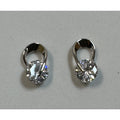 Silver Rhinestone Stud Earrings Clear Crystal Accent 5/8" New Elegant E301