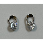 Silver Rhinestone Stud Earrings Clear Crystal Accent 5/8" New Elegant E301
